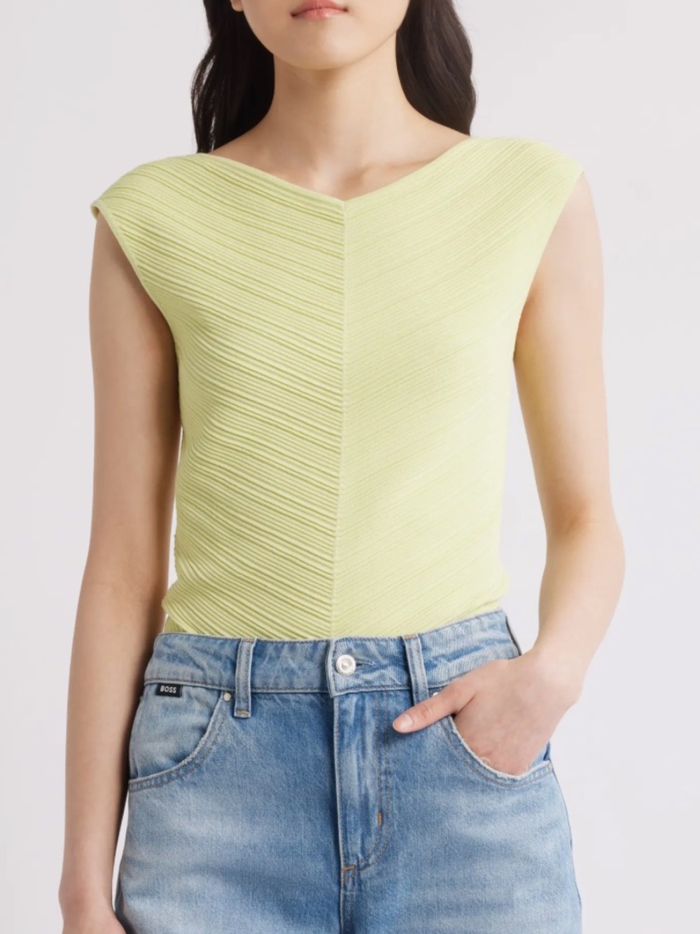 BOSS Faitini Rib Sleeveless Sweater
